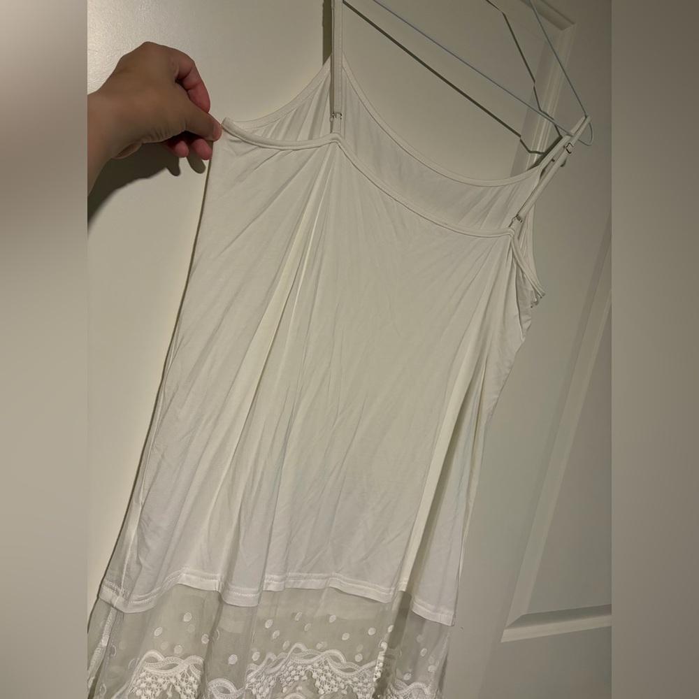 Kate Kason White & Black Lace Hem Slip Undershirt for Layering - Picture 6 of 11